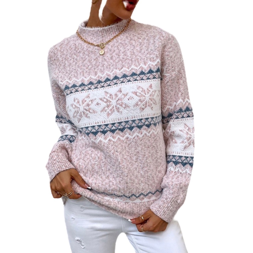 Fair Isle Mock Turtleneck Sweater